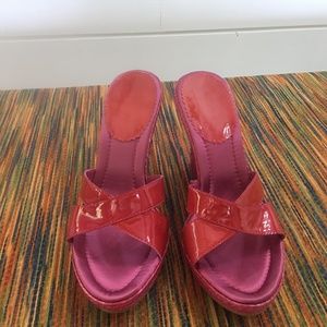 Nine West Magenta Pink Wedge Sandals